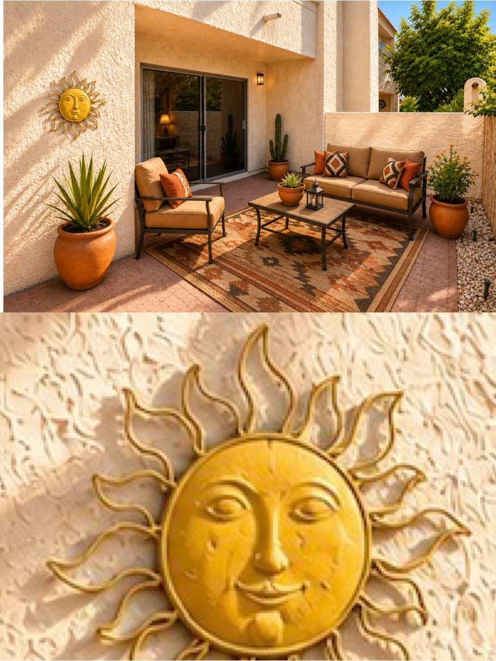 Vintage Handcrafted Metal Sun Face Wall Hanging 17.5”